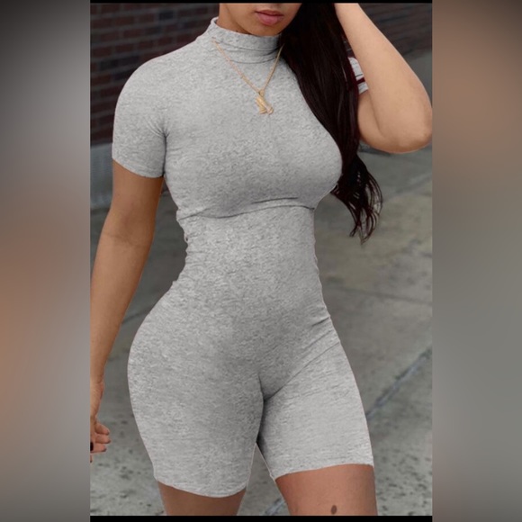 Lovelywholesale Pants - Half a turtleneck skinny romper